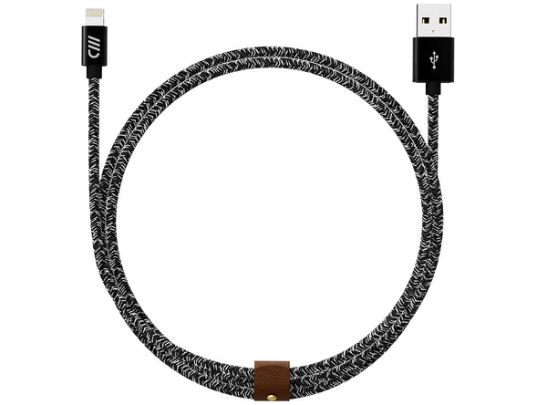 4ft Marbled Woven Braid Lightning Cable with Leather Strap