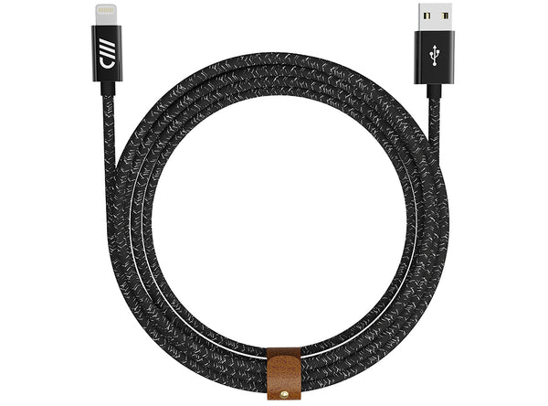 6ft Marbled Woven Braid Lightning Cable with Leather Strap