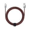 10ft Marbled Woven Braid Lightning Cable with Strap (Red/Gray)